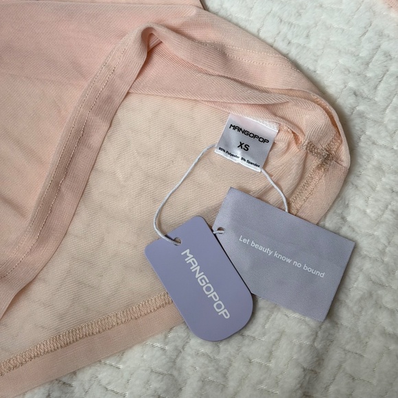 Pink Mesh Long Sleeve Top XS | Mangopop | Sheer Layering NWT - Picture 3 of 5